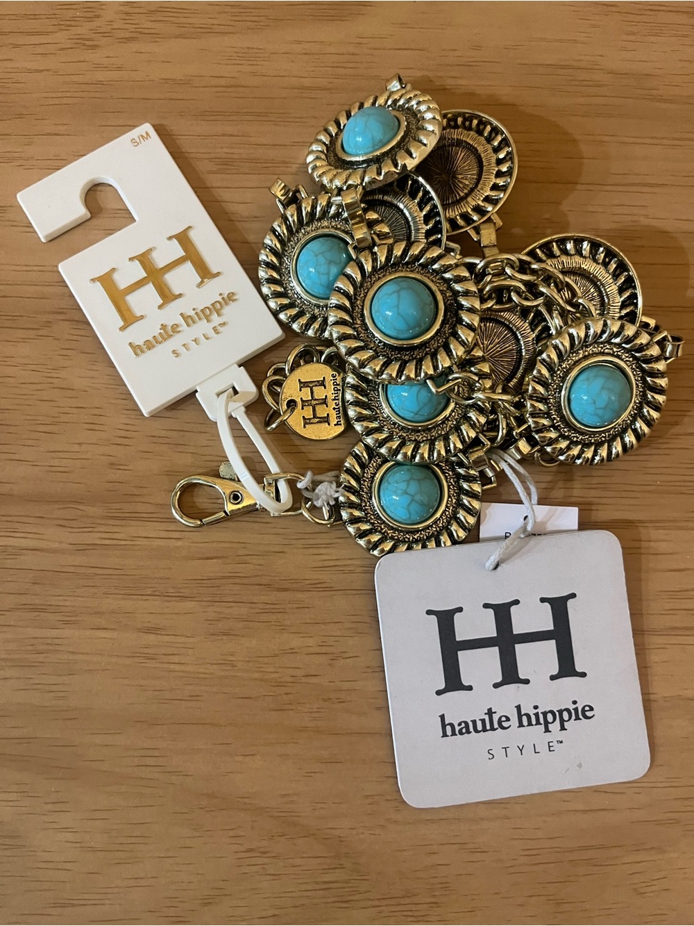 Haute Hippie Turquoise and Gold Belt Boho Western Festival Y2K small/medium